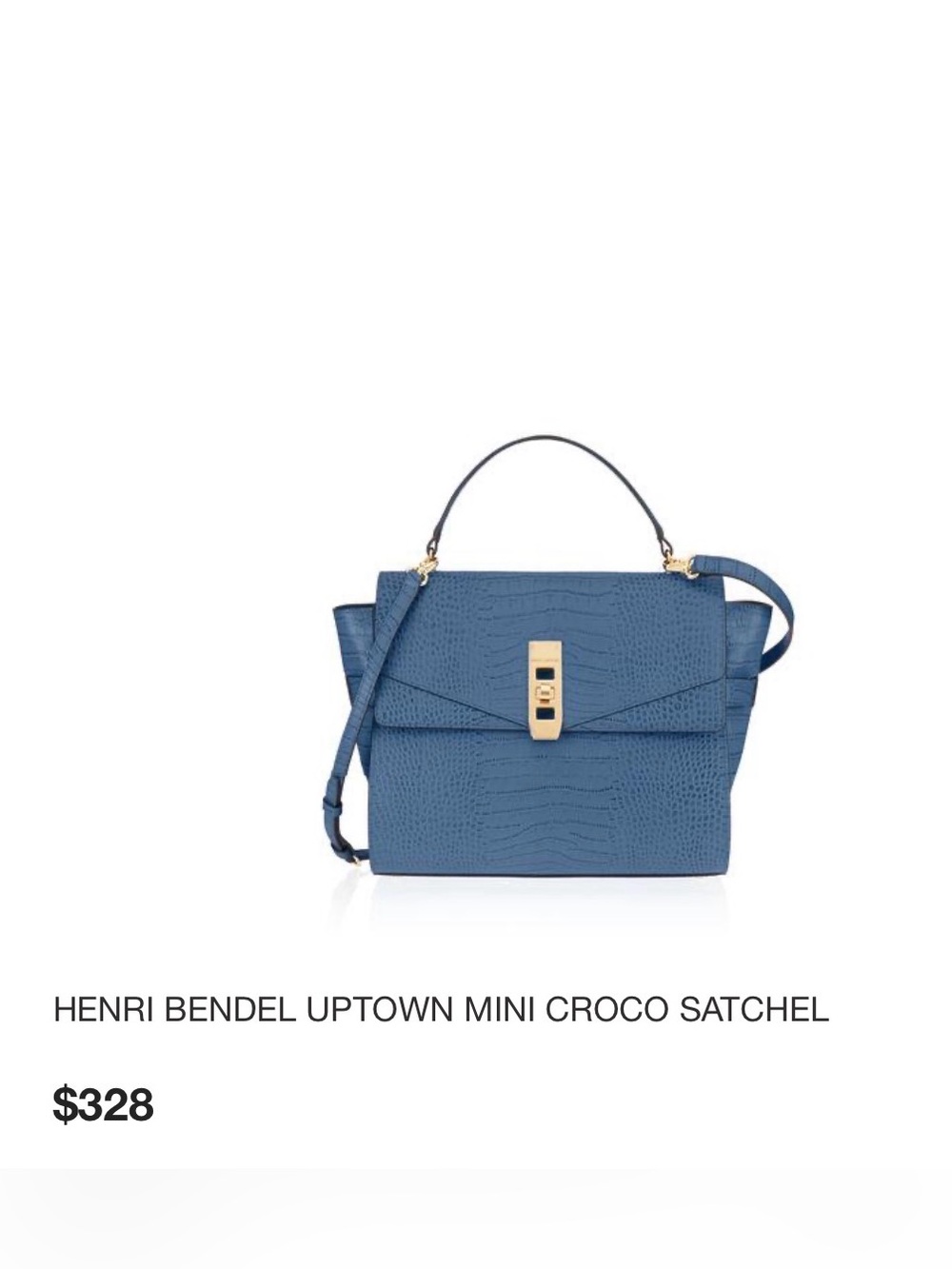 Henri Bendel Mini Uptown Satchel Blue Croc - Picture 3 of 10